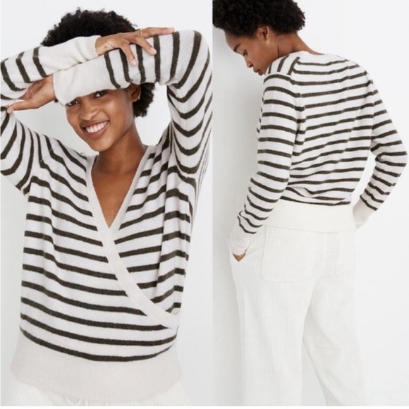 MADEWELL Elthorne Stripe Wrap Front Sweater - Picture 1 of 6